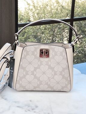 Kate Spade Flower PVC Mini Top Handle Crossbody Cream